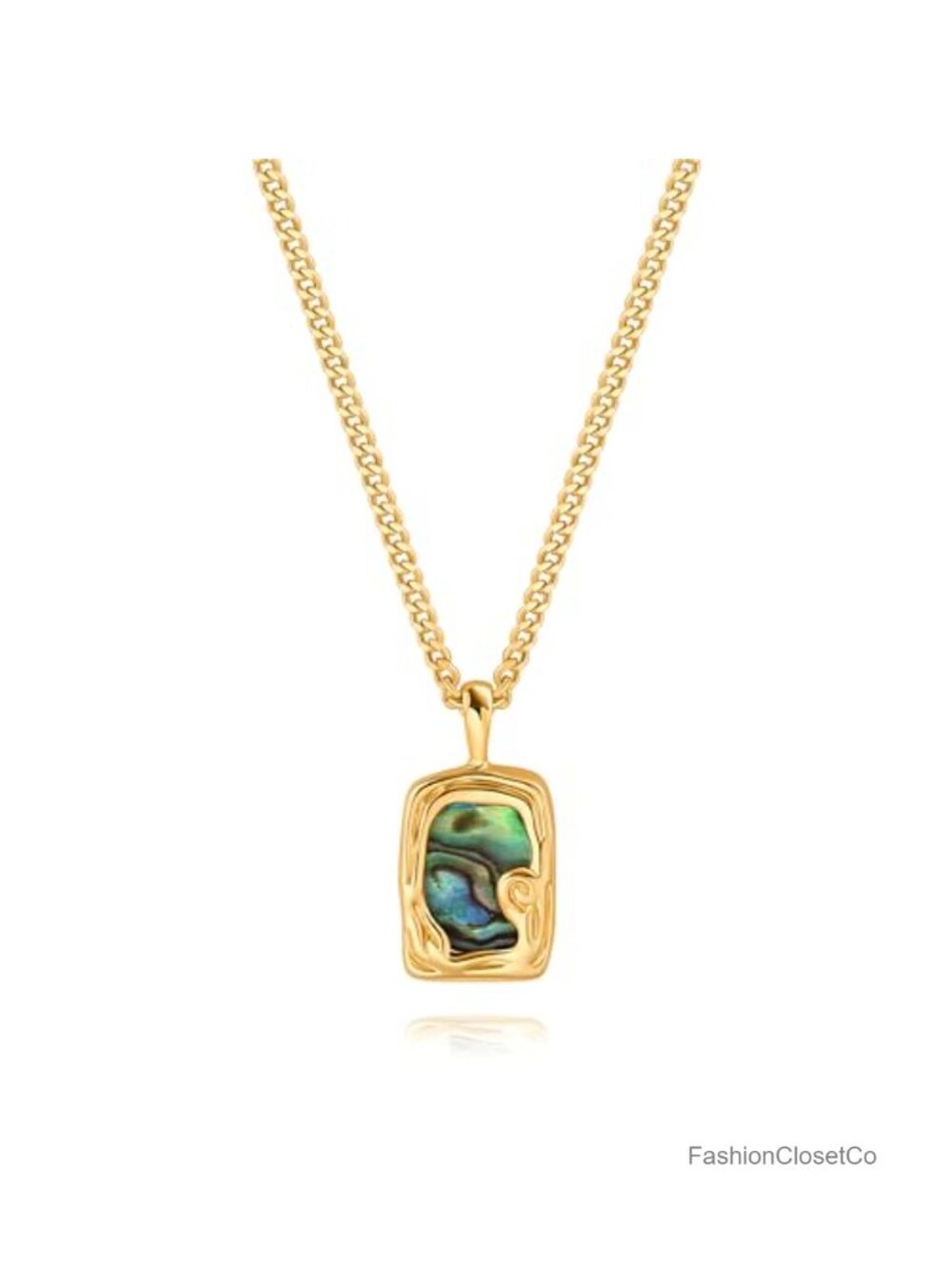 18K Gold Plated Abalone Shell Pendant Necklace Y Shaped Toggle Chain
